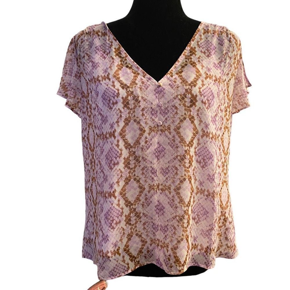 WHBM White House Black‎ Market Pale Purple Snakeskin Print Pullover Sz M